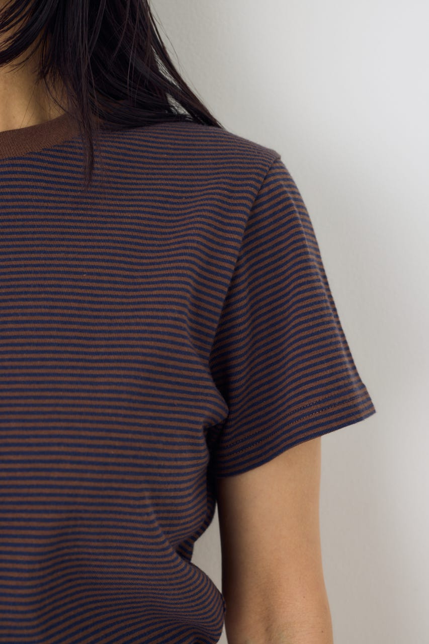 ミニボーダーTシャツ 柄BRN M