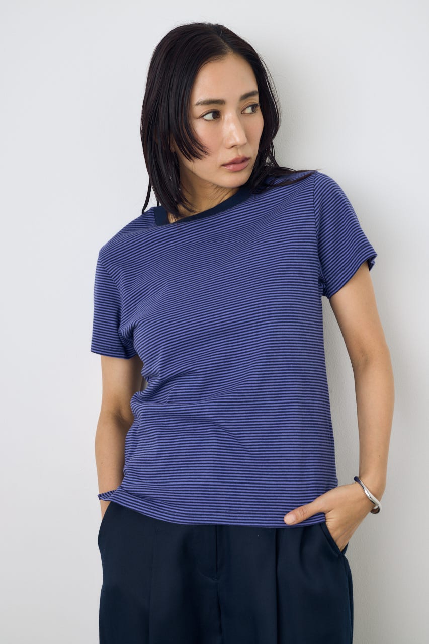 ミニボーダーTシャツ 柄NVY S
