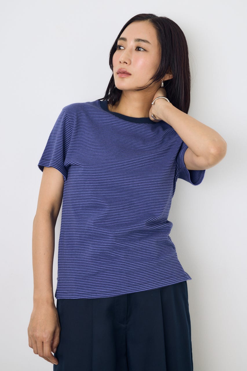 ミニボーダーTシャツ 柄NVY S
