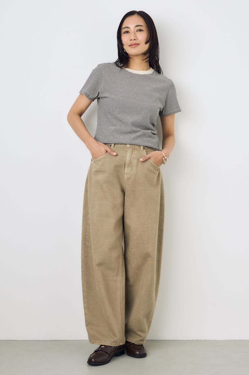 ミニボーダーTシャツ 柄WHT M