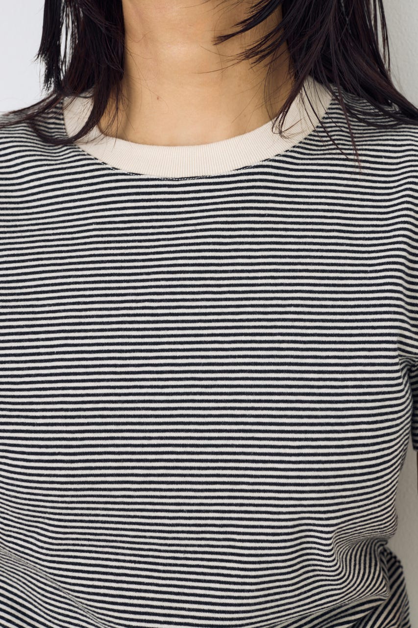 ミニボーダーTシャツ 柄WHT M