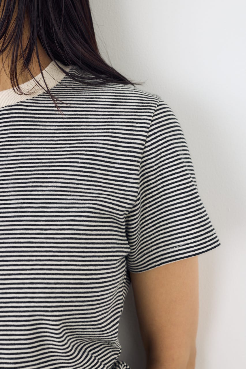 ミニボーダーTシャツ 柄WHT M