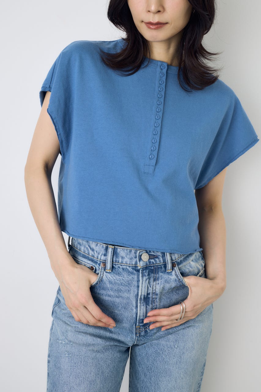 【GOLDEN PRICE 5/1(金)8:59までの特別価格】2WAYヘンリーネックトップス BLU S