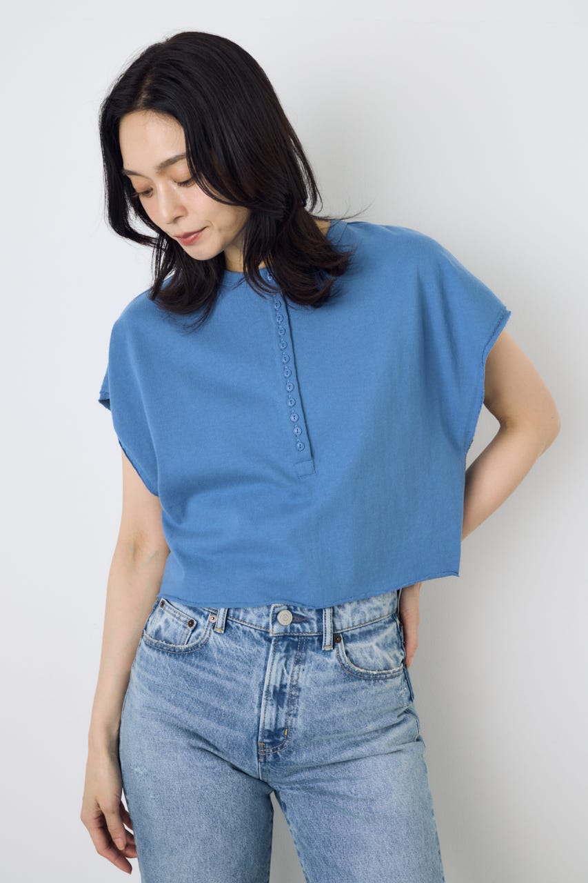 【GOLDEN PRICE 5/1(金)8:59までの特別価格】2WAYヘンリーネックトップス BLU S