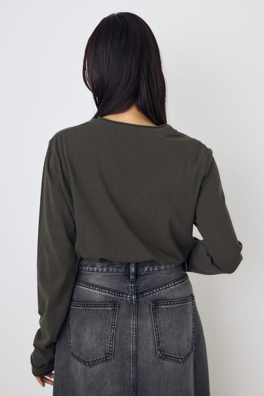 ドライタッチ ヘンリーネックトップス L/BLK M