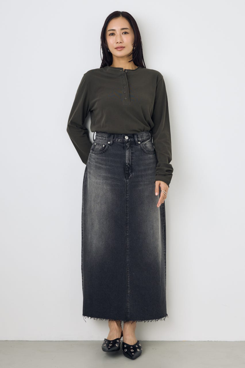 ドライタッチ ヘンリーネックトップス L/BLK M