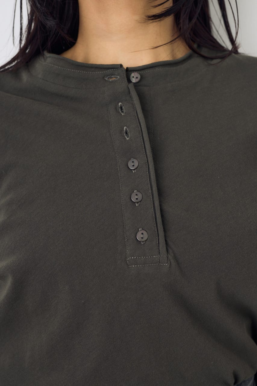 ドライタッチ ヘンリーネックトップス L/BLK M