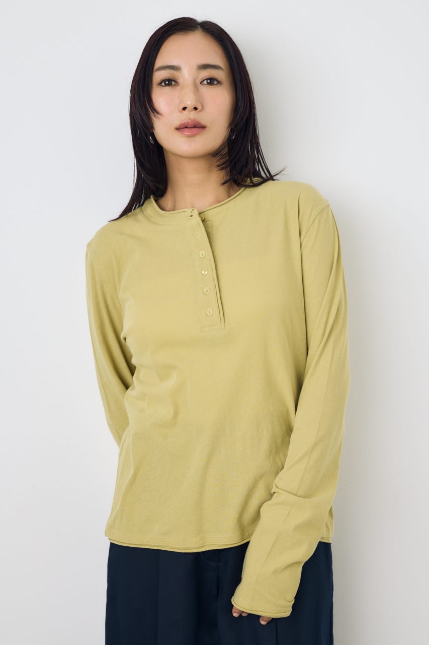 ドライタッチ ヘンリーネックトップス LIME S