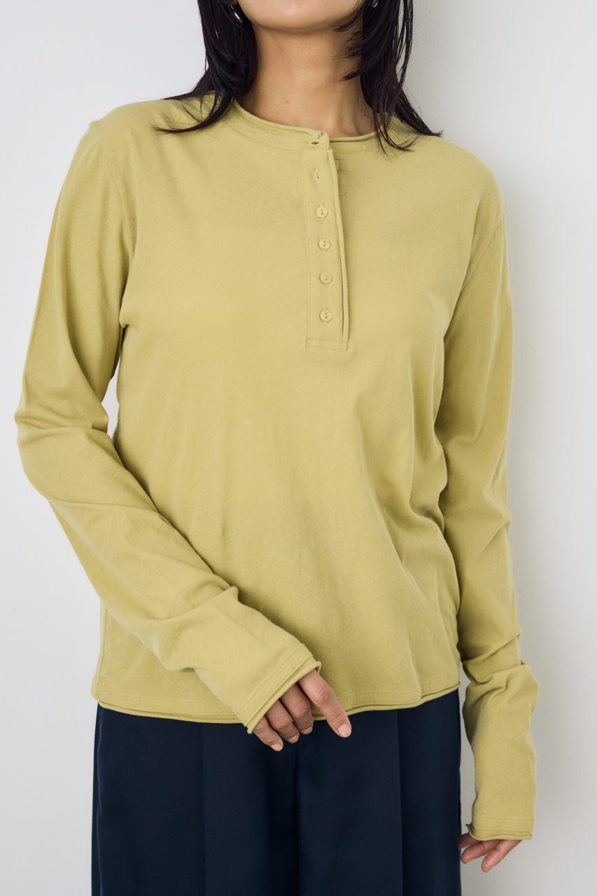 ドライタッチ ヘンリーネックトップス LIME S