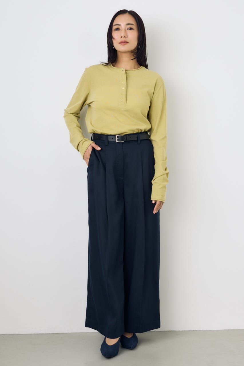 ドライタッチ ヘンリーネックトップス LIME S