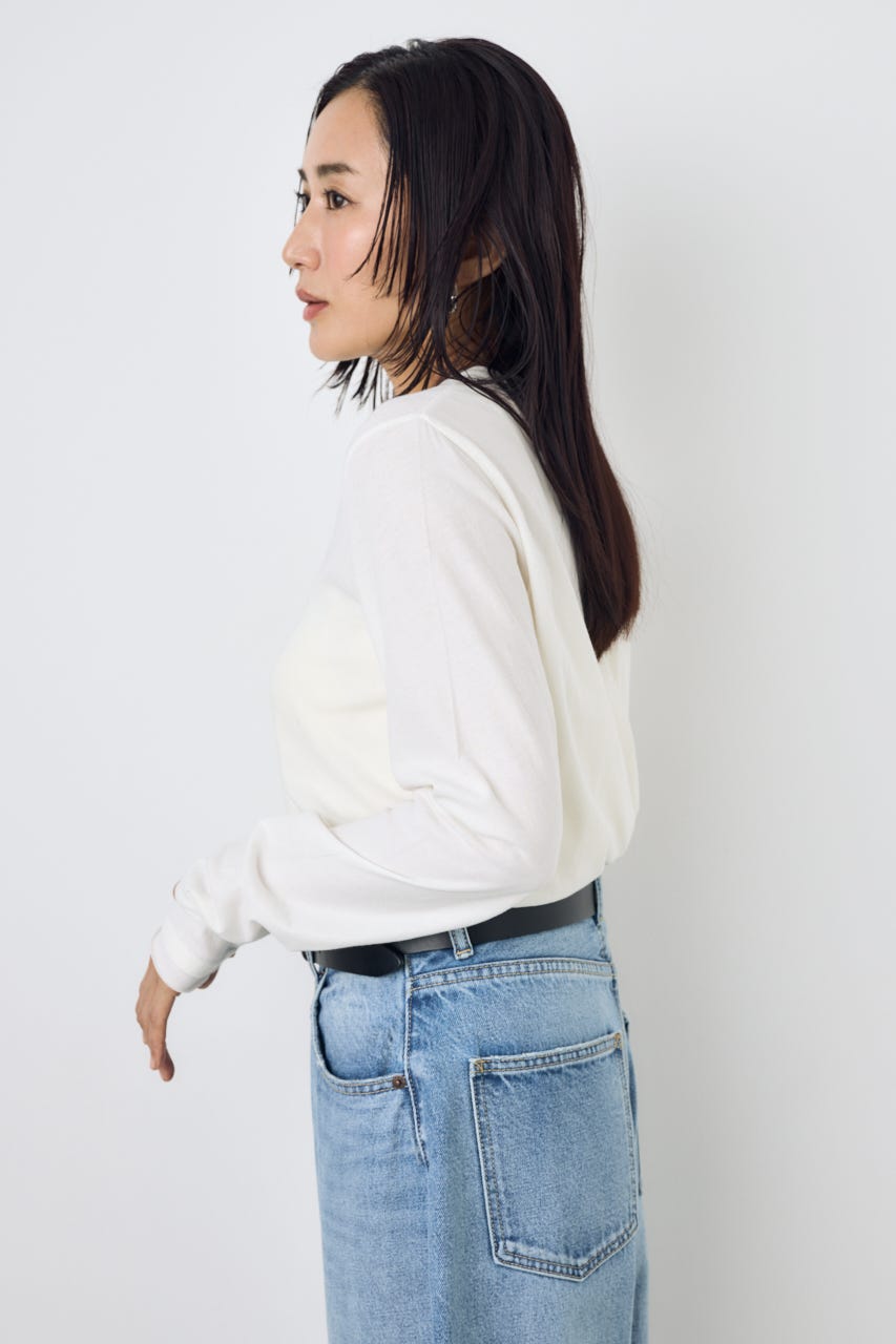 ドライタッチ ヘンリーネックトップス O/WHT M