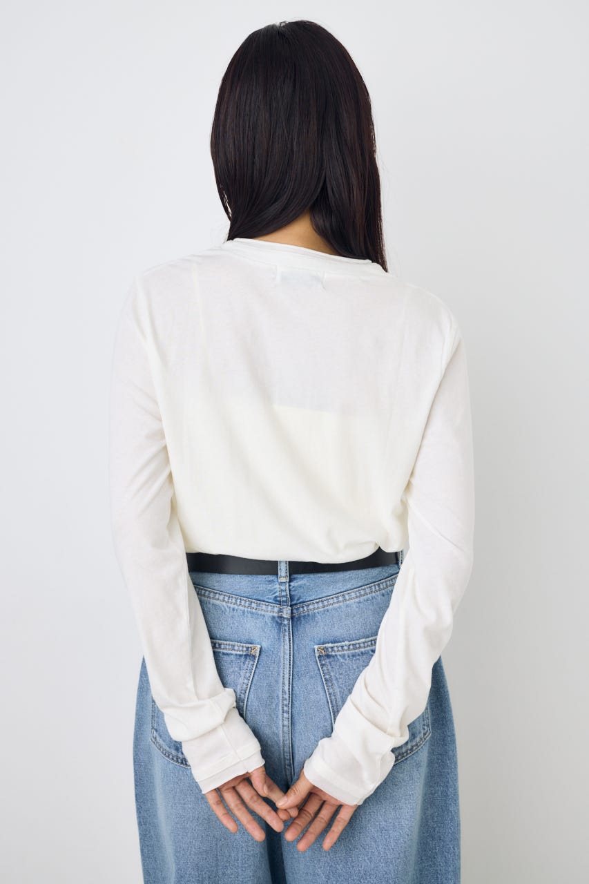 ドライタッチ ヘンリーネックトップス O/WHT M