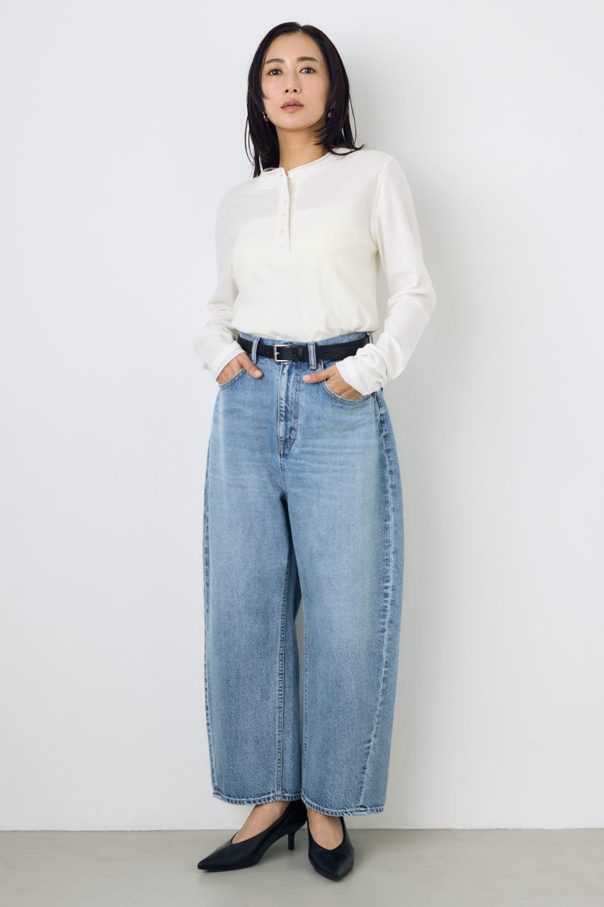 ドライタッチ ヘンリーネックトップス O/WHT M