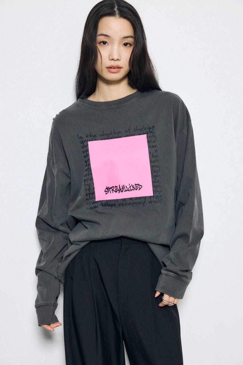 フロントメッセージロゴロンT L/BLK S