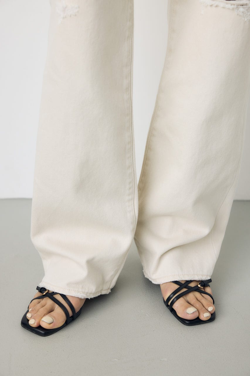 【WEB限定】AZUL DENIM ダメージストレートデニム ロング丈 IVOY 25inch