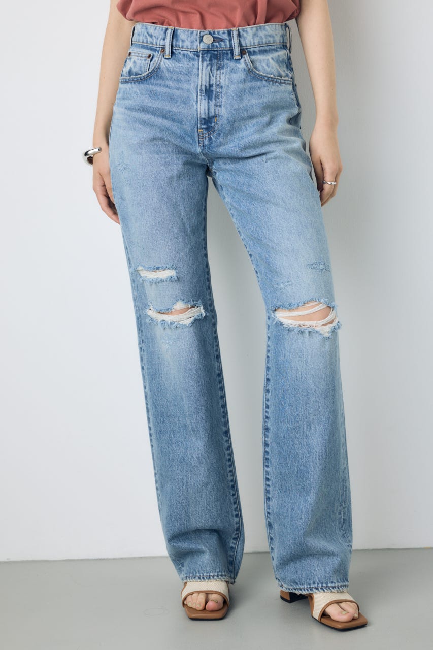 【WEB限定】AZUL DENIM ダメージストレートデニム ロング丈 L/BLU 25inch