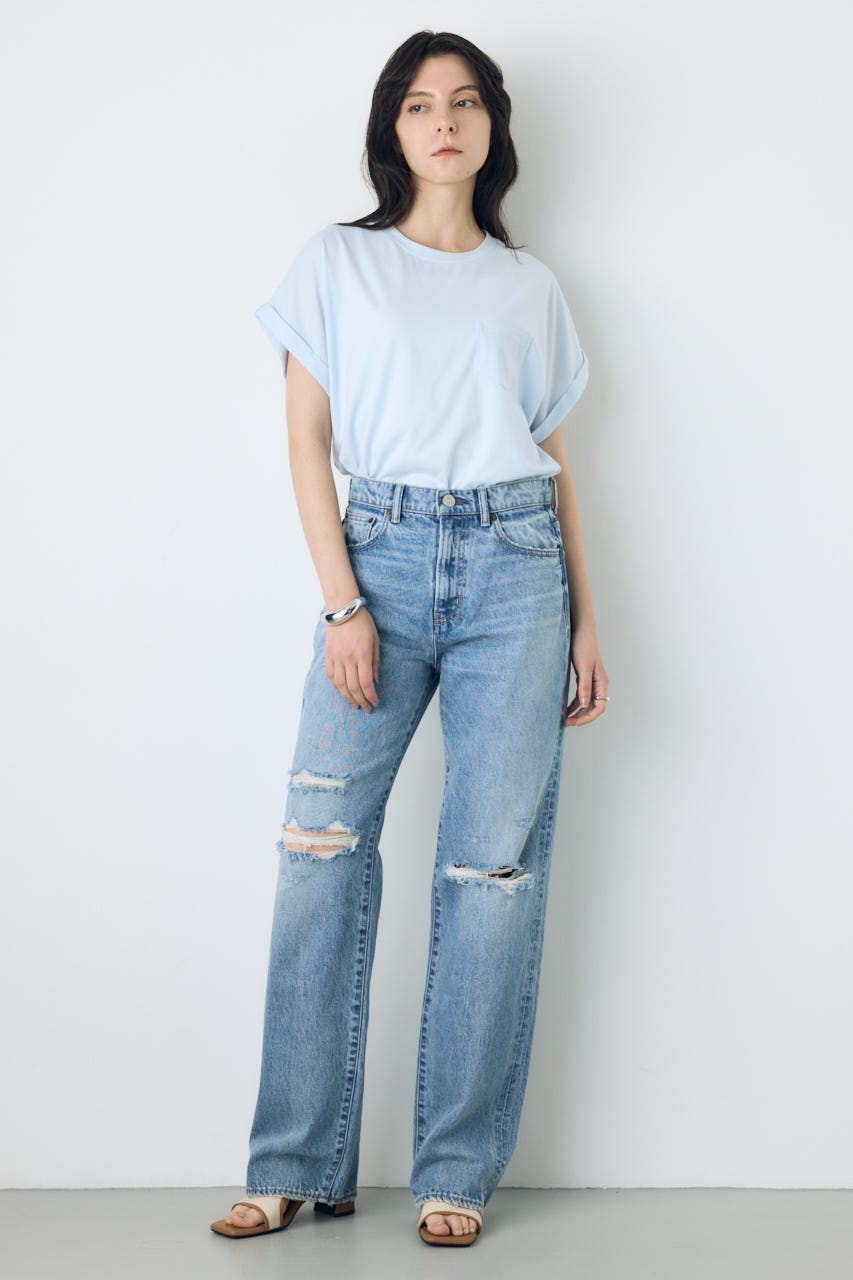 【WEB限定】AZUL DENIM ダメージストレートデニム ロング丈 L/BLU 25inch