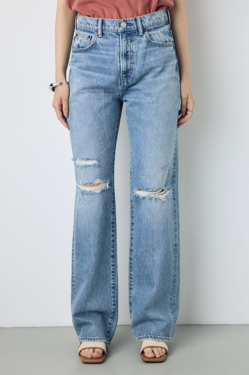 【WEB限定】AZUL DENIM ダメージストレートデニム ロング丈 L/BLU 25inch