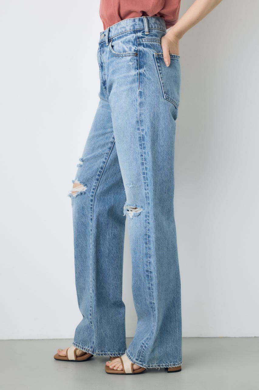 【WEB限定】AZUL DENIM ダメージストレートデニム ロング丈 L/BLU 25inch