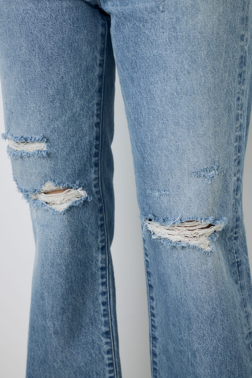 【WEB限定】AZUL DENIM ダメージストレートデニム ロング丈 L/BLU 25inch