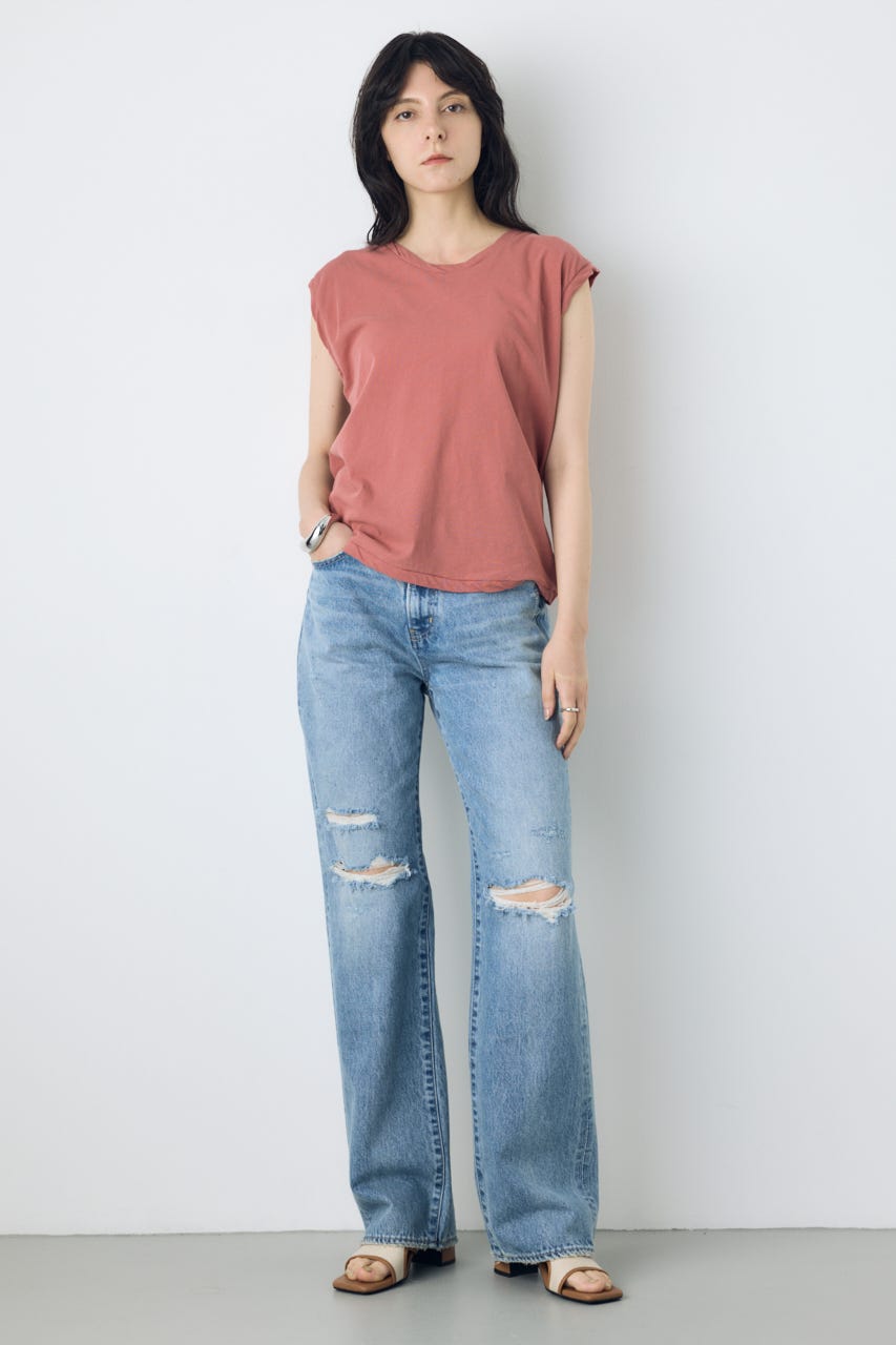 【WEB限定】AZUL DENIM ダメージストレートデニム ロング丈 L/BLU 25inch