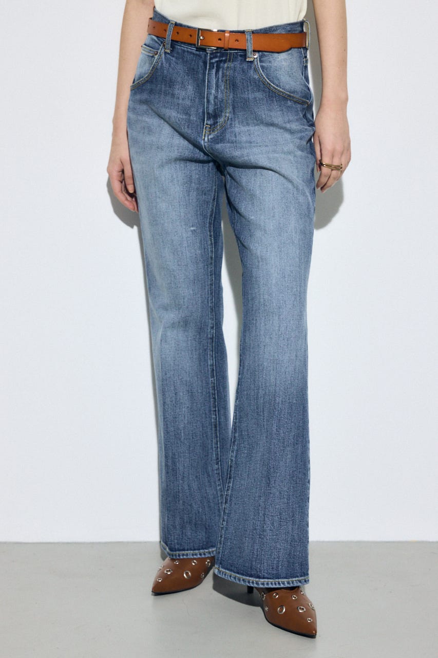 AZUL DENIM センタープレスフレアデニム ロング丈 BLU 27inch