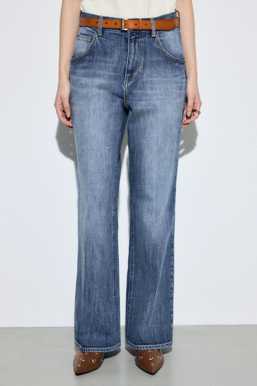 AZUL DENIM センタープレスフレアデニム ロング丈 BLU 27inch