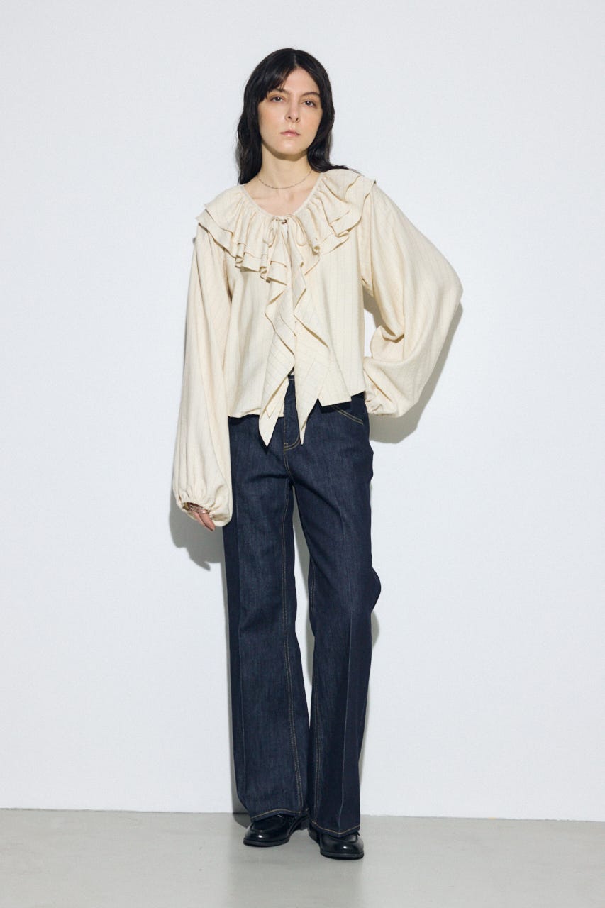 AZUL DENIM センタープレスフレアデニム ロング丈 One Wash 27inch