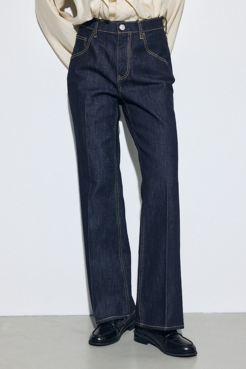 AZUL DENIM センタープレスフレアデニム ロング丈 One Wash 27inch