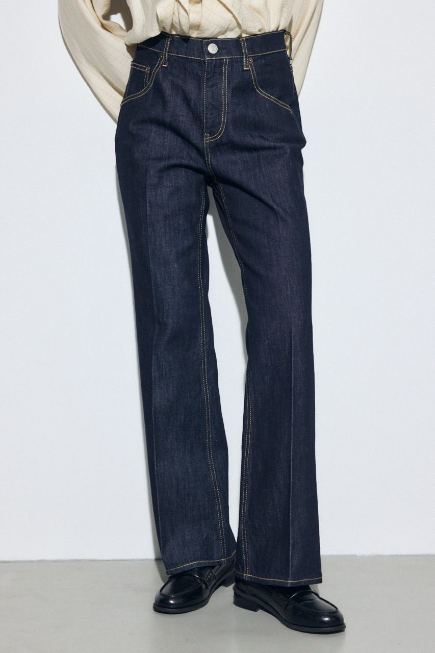 AZUL DENIM センタープレスフレアデニム ショート丈 One Wash 25inch