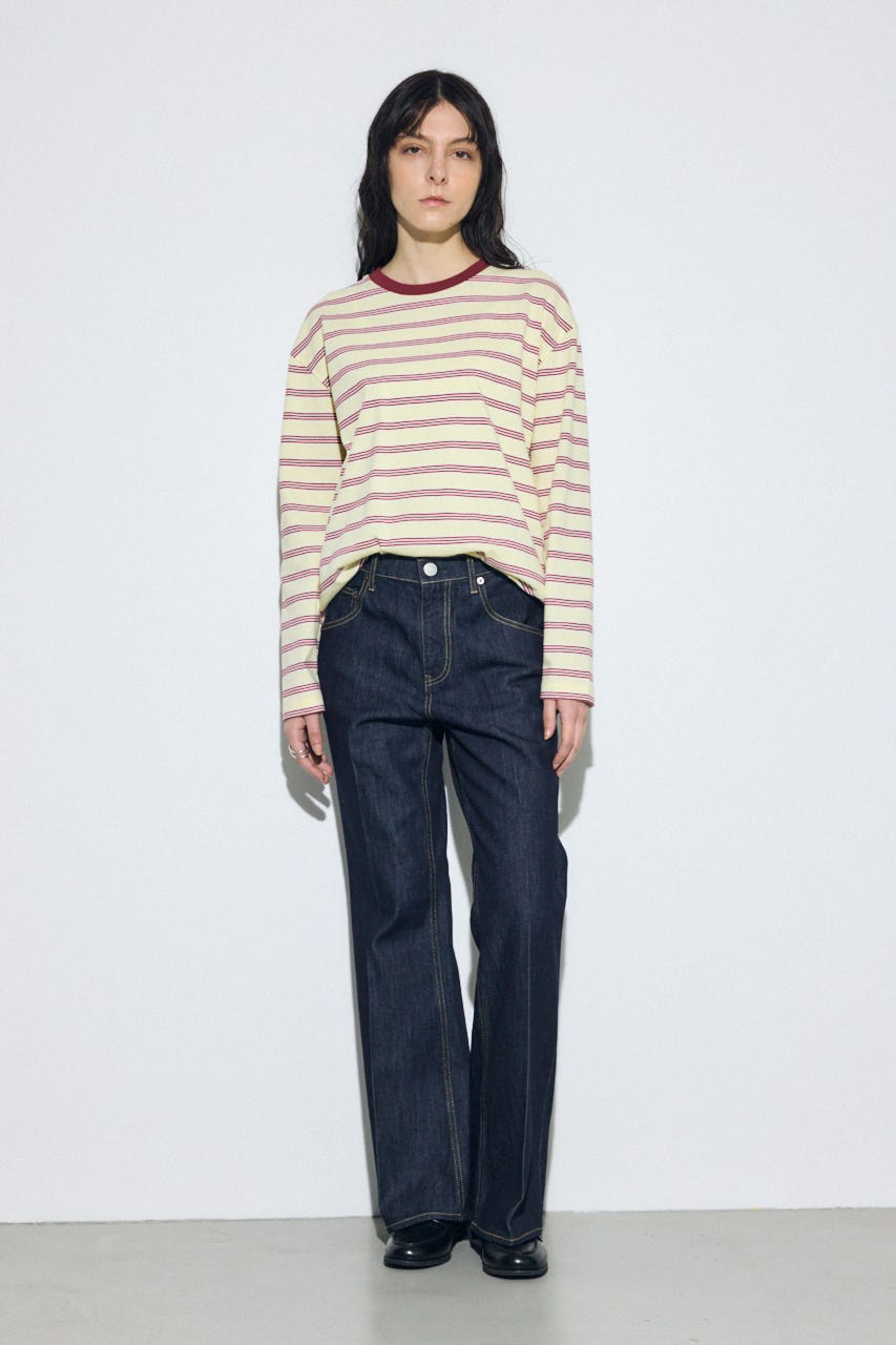 AZUL DENIM センタープレスフレアデニム ショート丈 One Wash 25inch