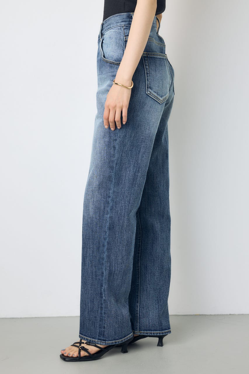 【WEB限定】AZUL DENIM センタープレスストレートデニム ショート丈 BLU 27inch