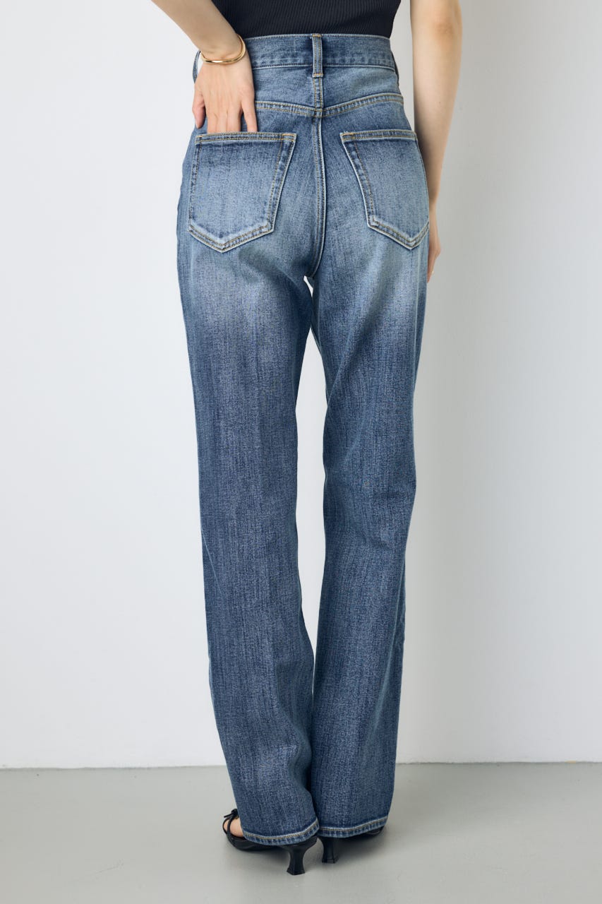 【WEB限定】AZUL DENIM センタープレスストレートデニム ショート丈 BLU 27inch