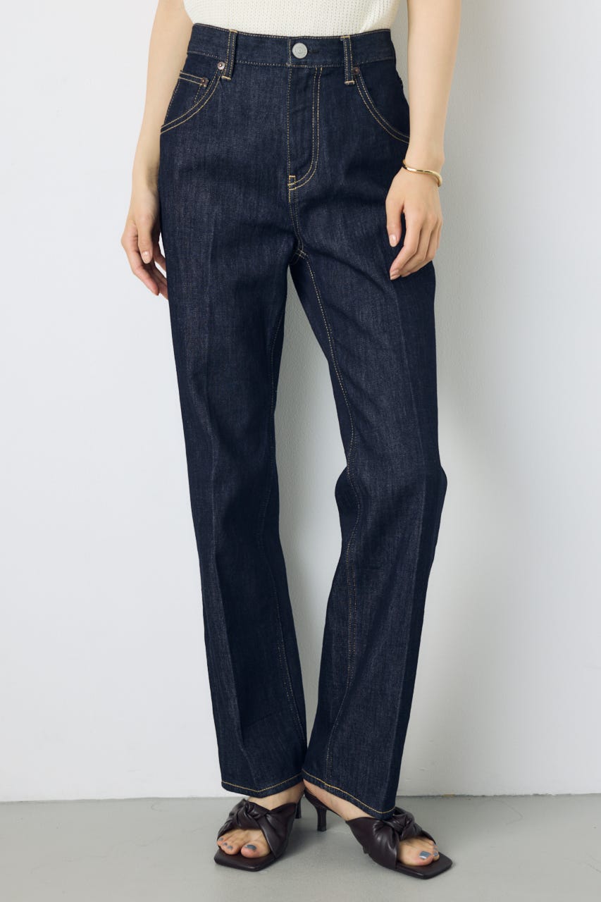 【WEB限定】AZUL DENIM センタープレスストレートデニム ショート丈 One Wash 25inch