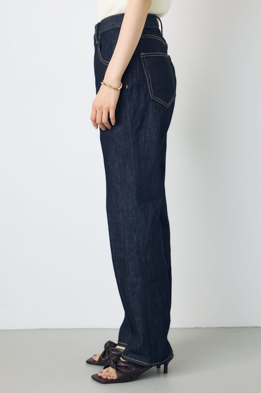 【WEB限定】AZUL DENIM センタープレスストレートデニム ショート丈 One Wash 25inch
