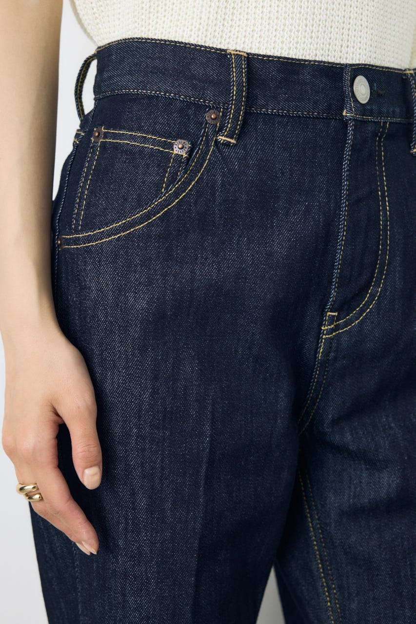 【WEB限定】AZUL DENIM センタープレスストレートデニム ショート丈 One Wash 25inch