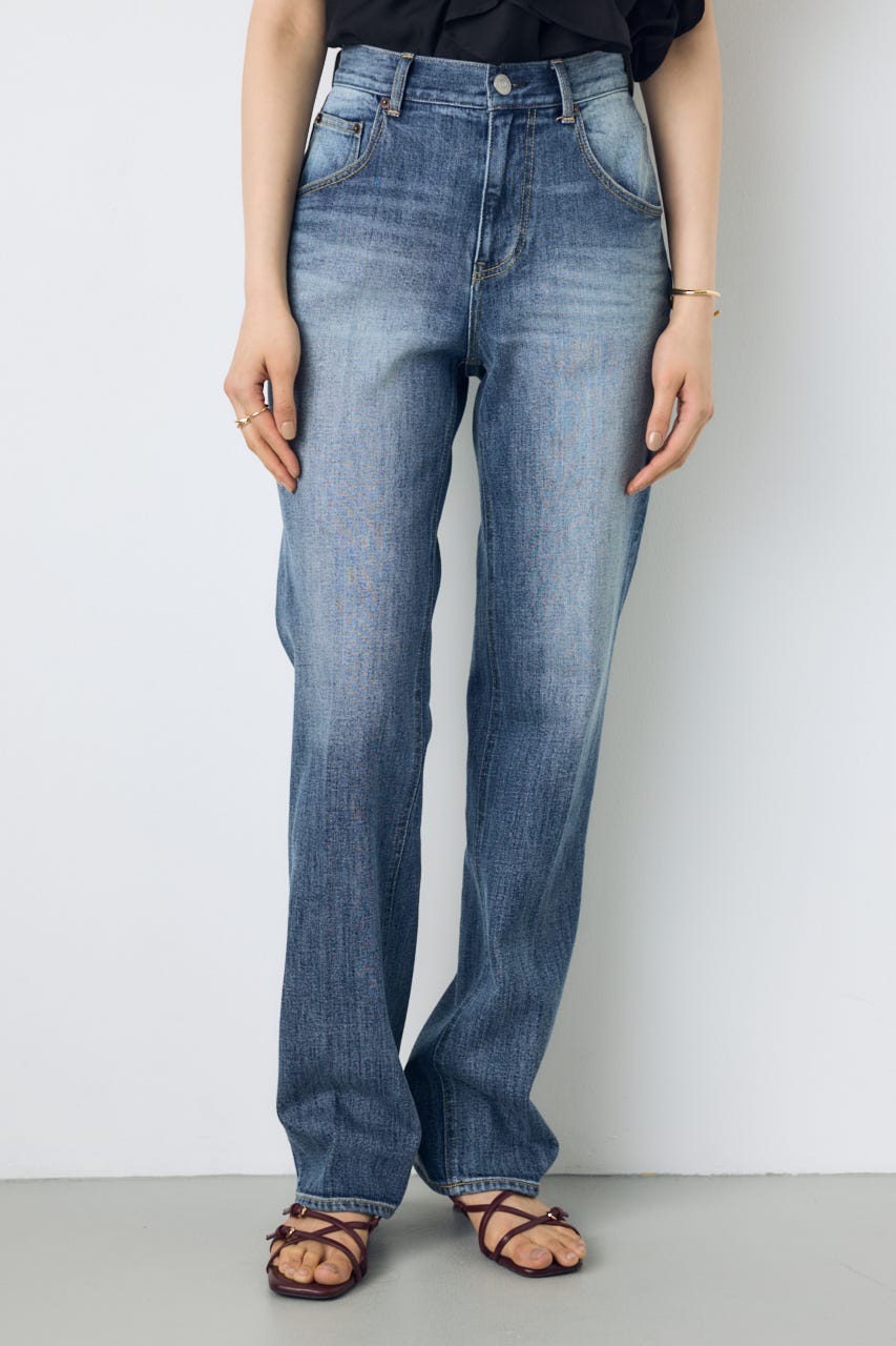 【WEB限定】AZUL DENIM センタープレスストレートデニム ロング丈 BLU 24inch