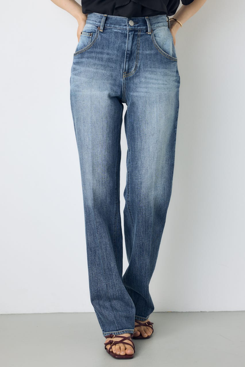 【WEB限定】AZUL DENIM センタープレスストレートデニム ロング丈 BLU 24inch