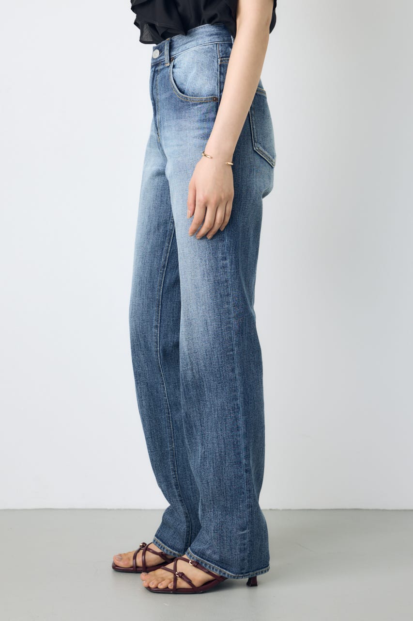 【WEB限定】AZUL DENIM センタープレスストレートデニム ロング丈 BLU 24inch