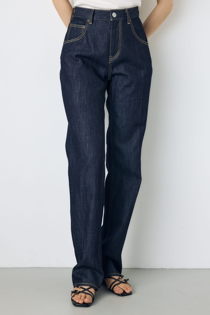 【WEB限定】AZUL DENIM センタープレスストレートデニム ロング丈 One Wash 27inch