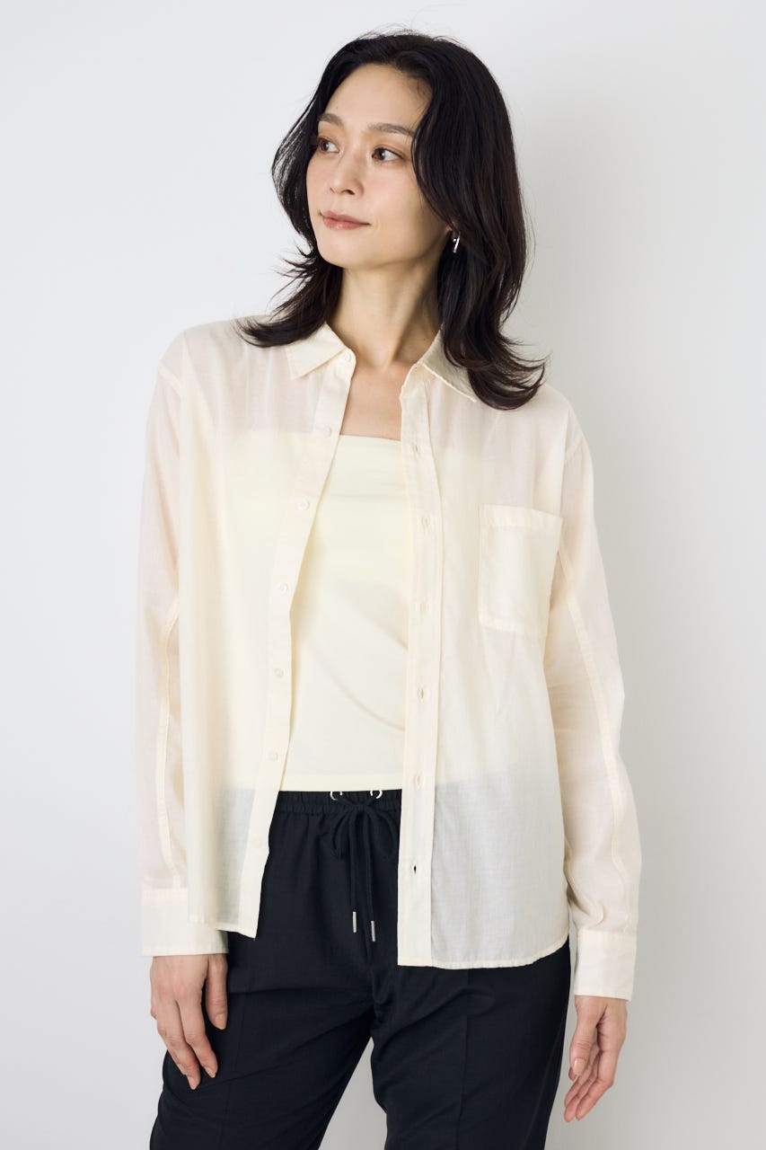 ベーシックコットンシアーシャツ IVOY S