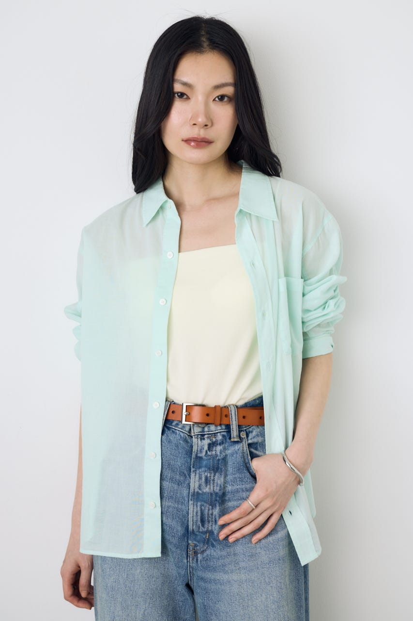 ベーシックコットンシアーシャツ MINT M