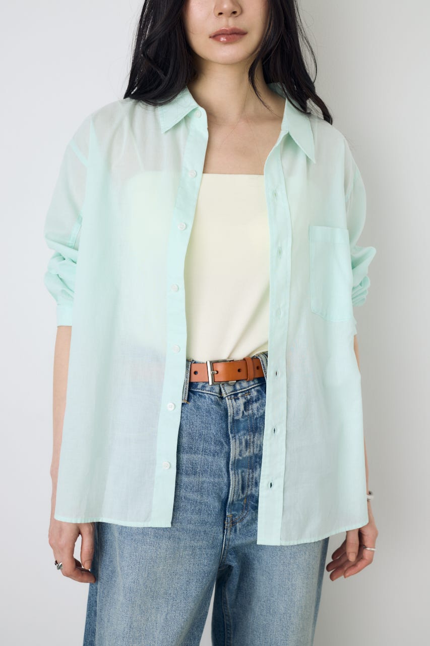ベーシックコットンシアーシャツ MINT M