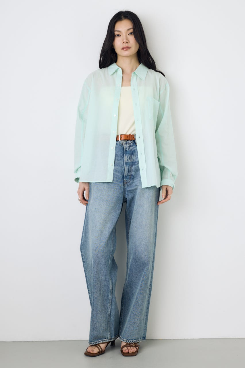 ベーシックコットンシアーシャツ MINT M