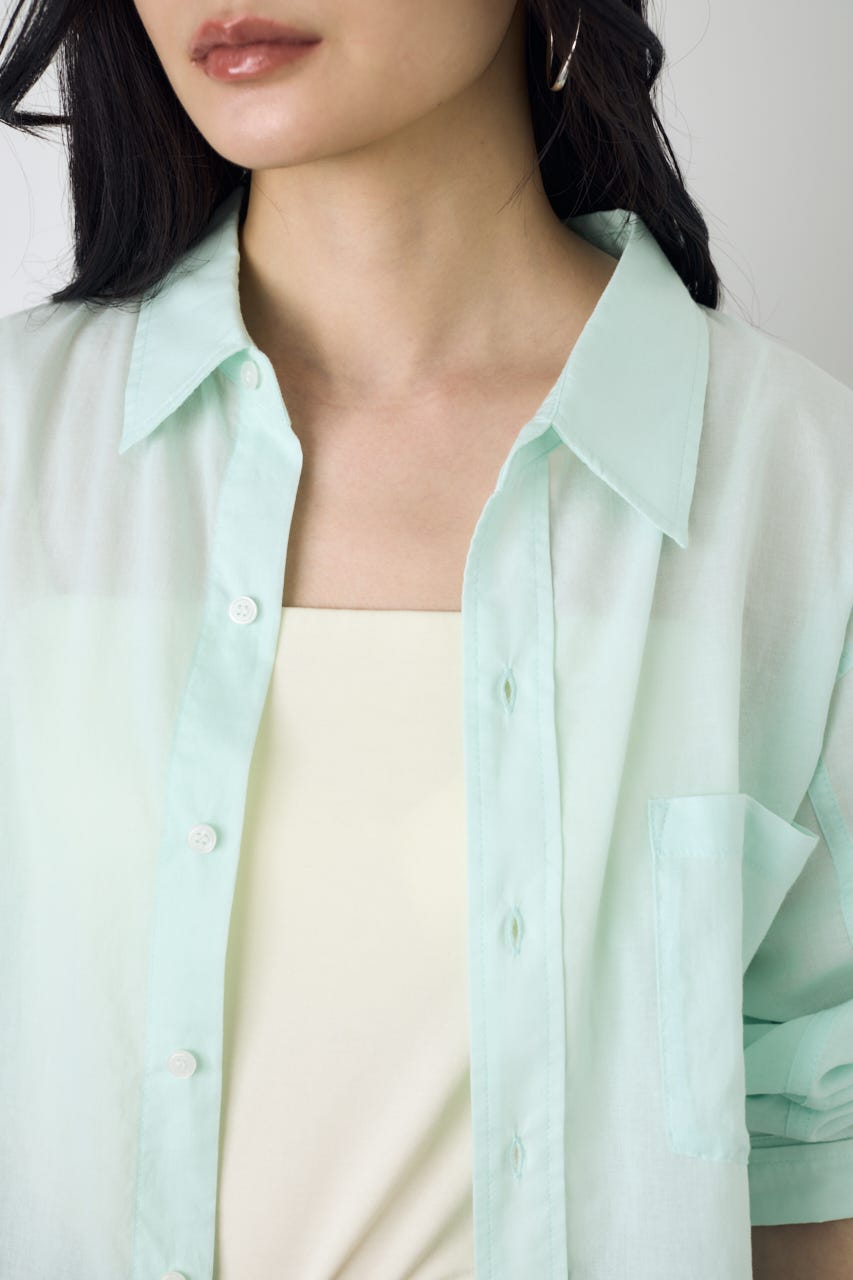 ベーシックコットンシアーシャツ MINT M