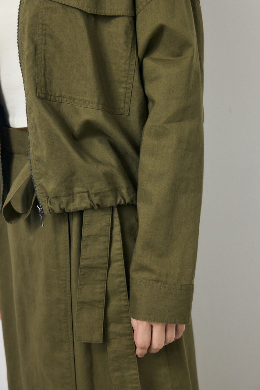 ソフトリネンステンカラーショートブルゾン KHA FREE