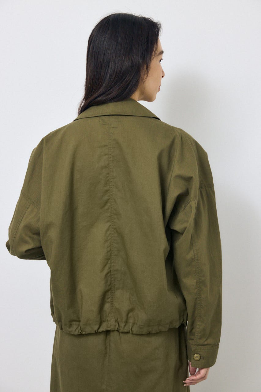 ソフトリネンステンカラーショートブルゾン KHA FREE