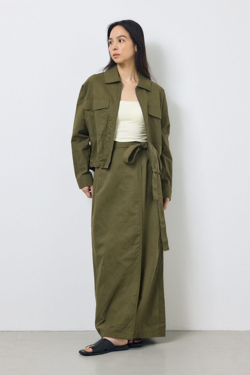 ソフトリネンステンカラーショートブルゾン KHA FREE