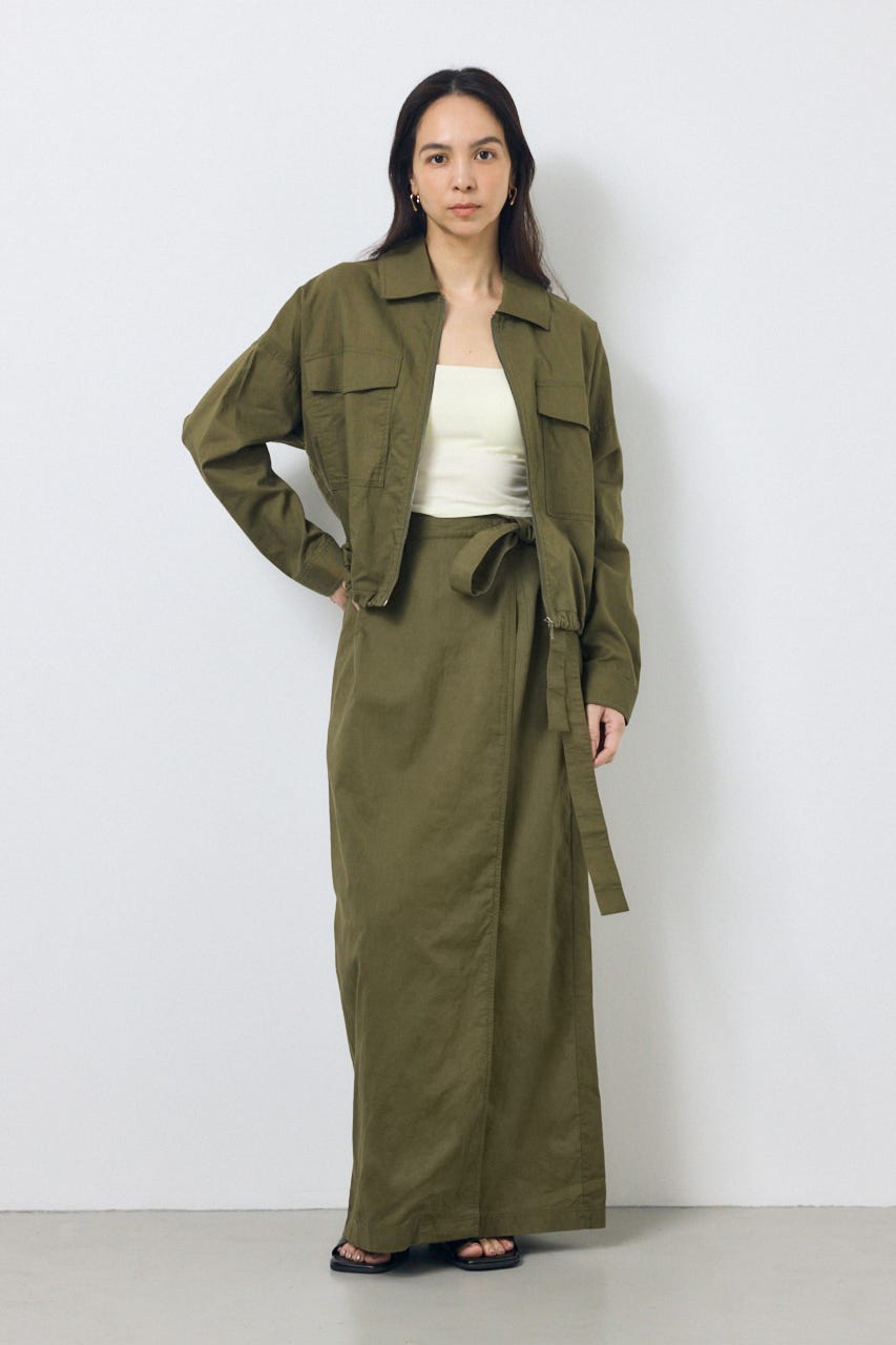 ソフトリネンステンカラーショートブルゾン KHA FREE