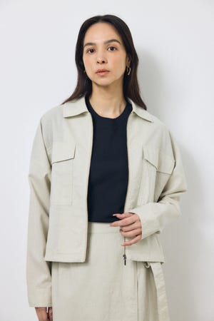 ソフトリネンステンカラーショートブルゾン